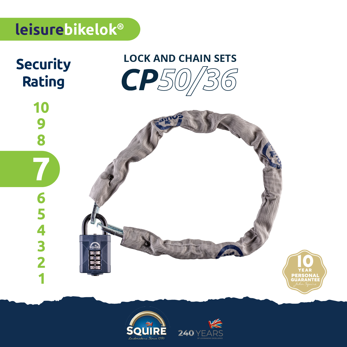 Squire CP50/36  Combination Padlock and Chain