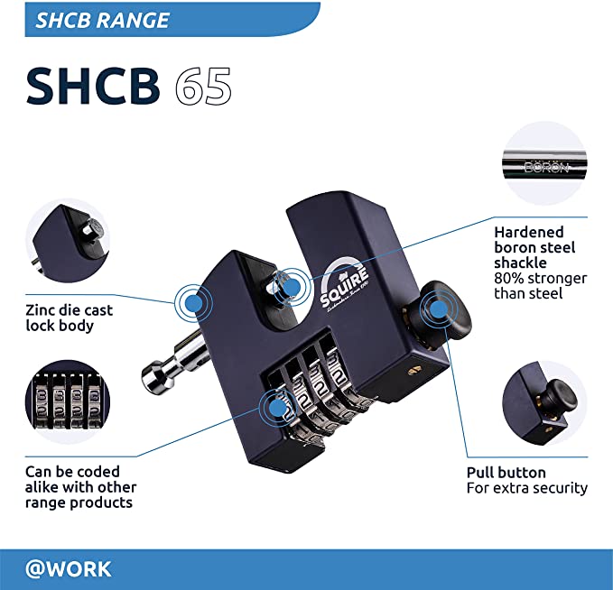 Straight Shackle Boron Steel Combination Padlock | SHCB65 Specifications