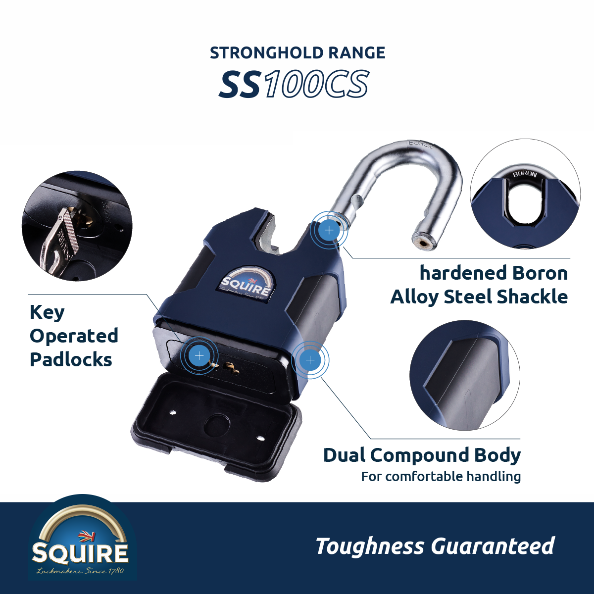 Stronghold Heavy Duty Closed Shackle Padlock | Boron Steel | SS100CS