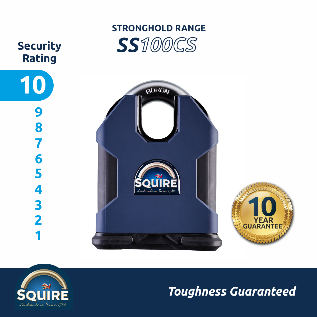 Stronghold Heavy Duty Closed Shackle Padlock | Boron Steel | SS100CS