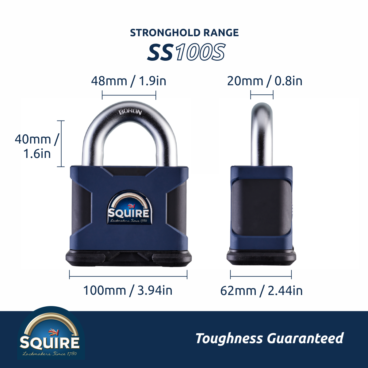 Stronghold Heavy Duty Open Shackle Padlock | Boron Steel | SS100S