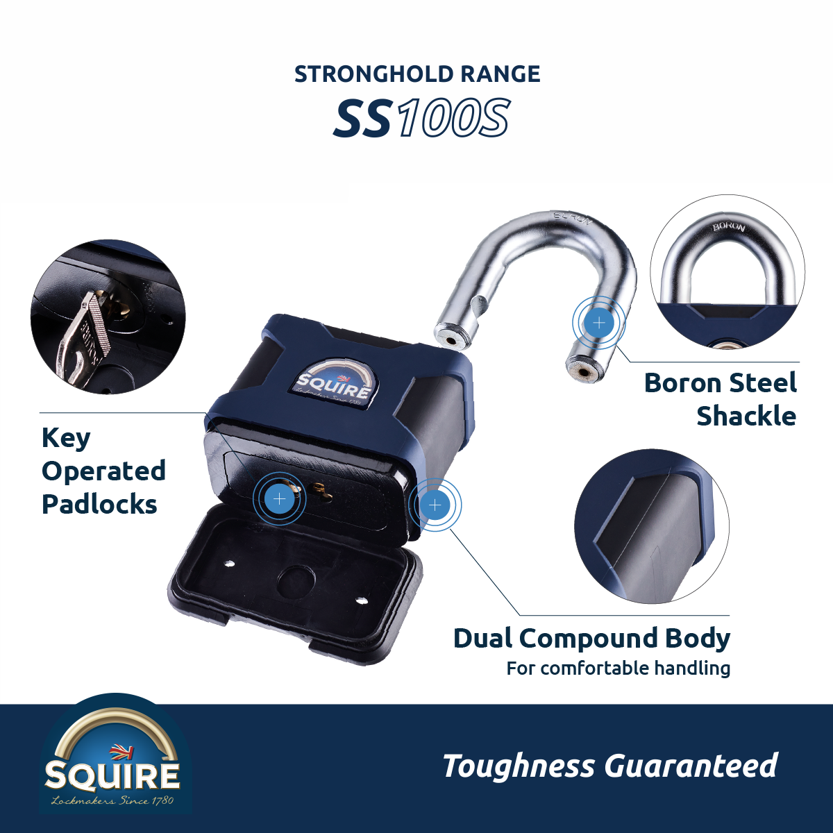 Stronghold Heavy Duty Open Shackle Padlock | Boron Steel | SS100S