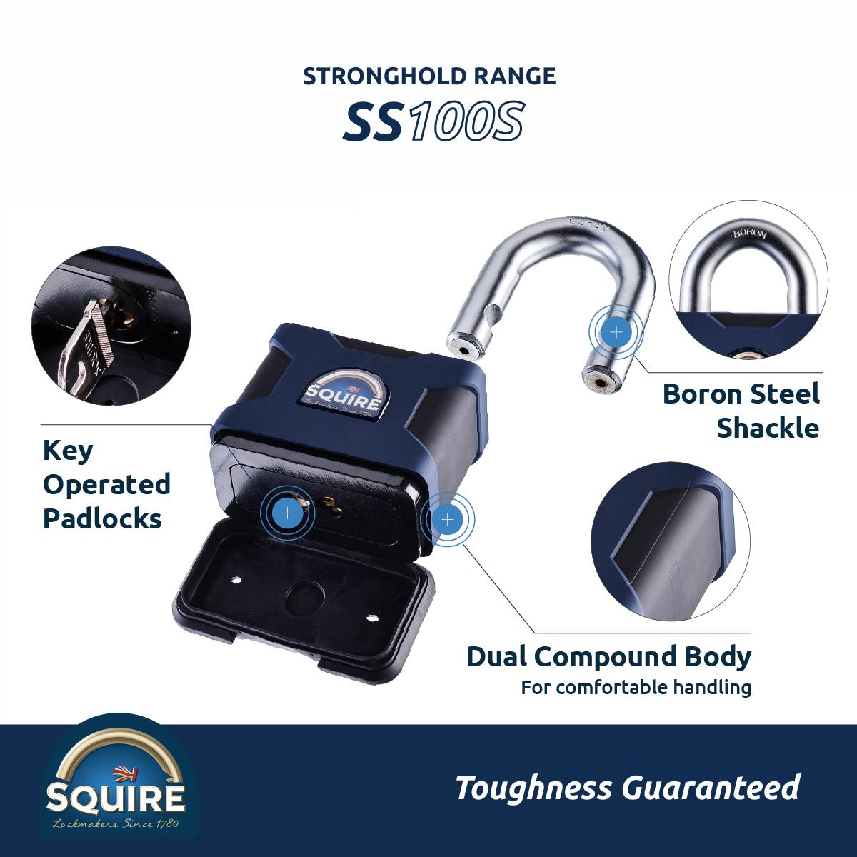 Squire SS100S Open Shackle  Boron Steel Padlock – Squire Locks