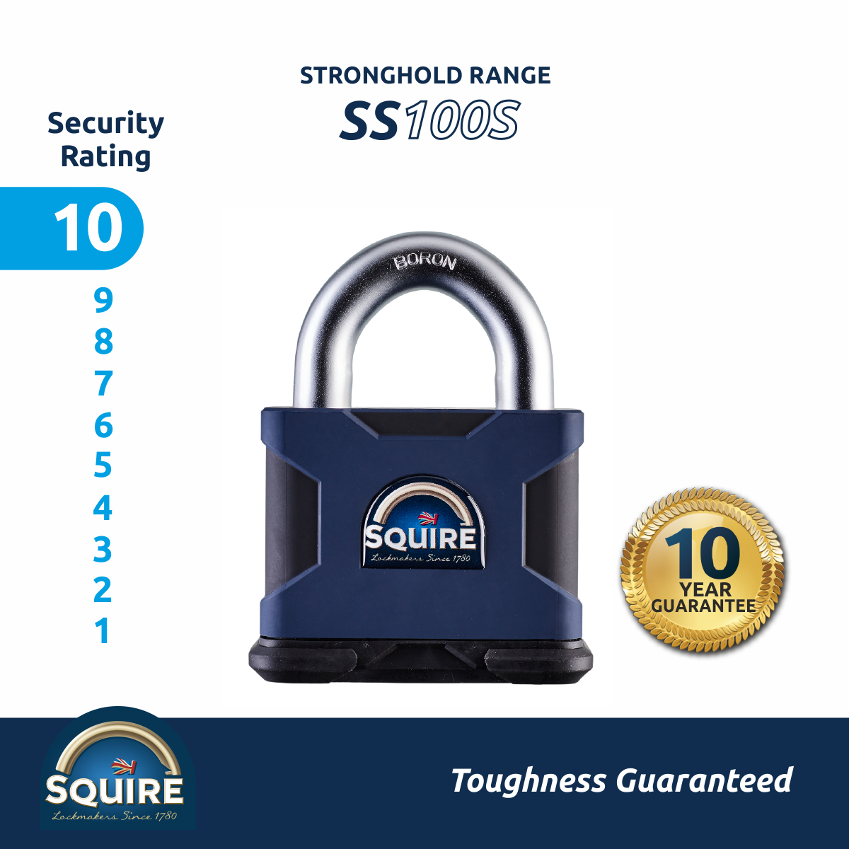 Stronghold Heavy Duty Open Shackle Padlock | Boron Steel | SS100S