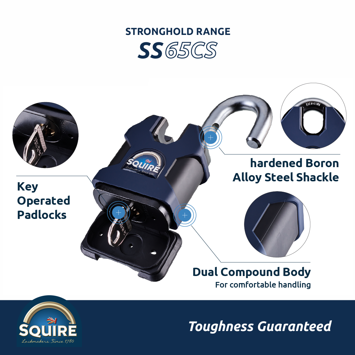 Stronghold Heavy Duty Closed Shackle Padlock | Boron Steel | SS65CS