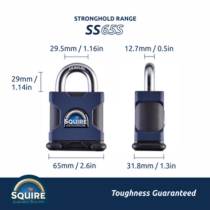 Stronghold SS65S Heavy Duty Open Shackle Padlock | Boron Steel | Official USA Warranty