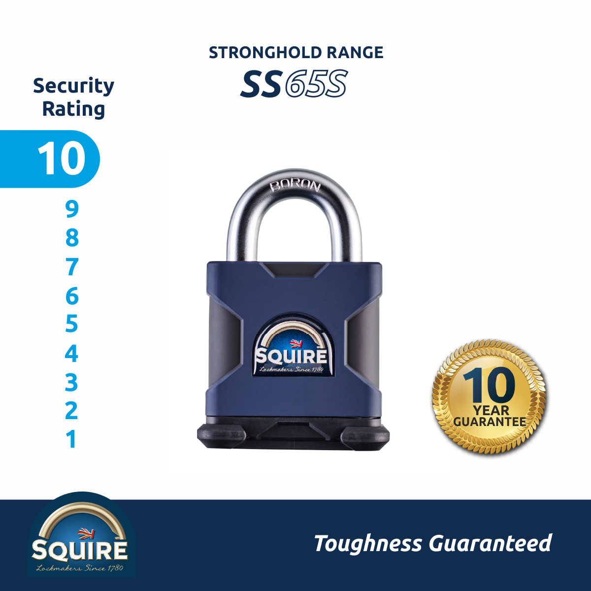 Stronghold Heavy Duty Open Shackle Padlock | Boron Steel | SS65S