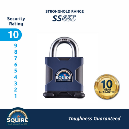 Stronghold SS65S Heavy Duty Open Shackle Padlock | Boron Steel | Official USA Warranty