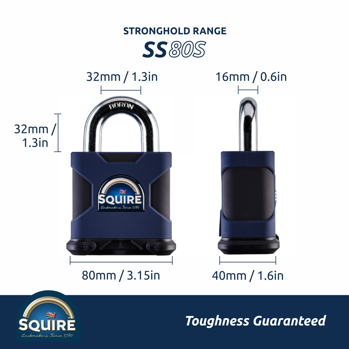 Stronghold Heavy Duty Open Shackle Padlock | Boron Steel | SS80S