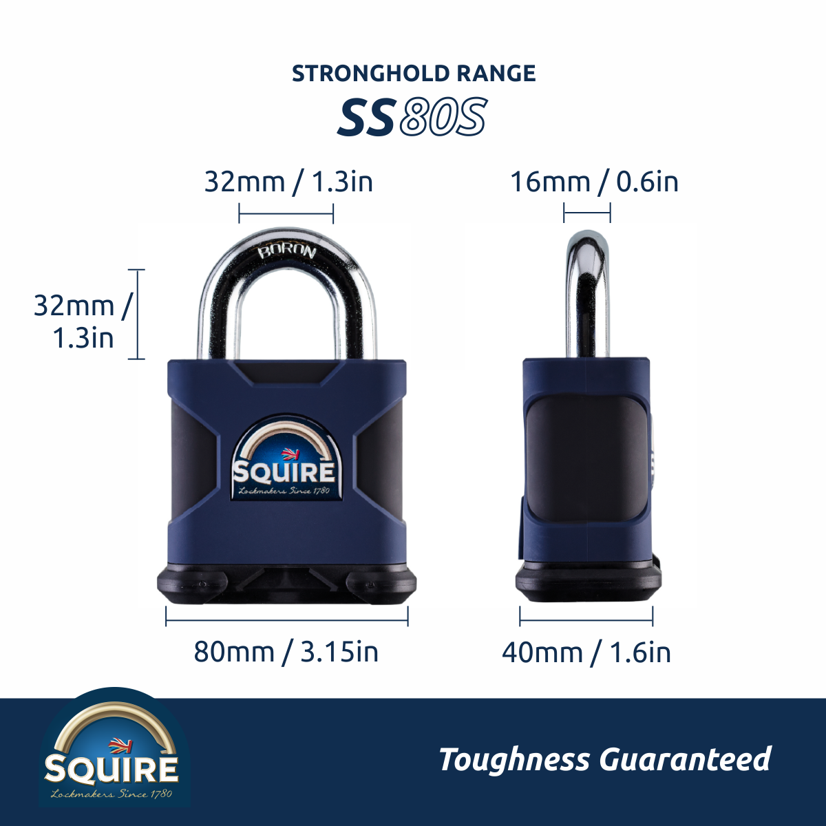 Stronghold SS80S Open Shackle | Boron Hardened Steel Padlock