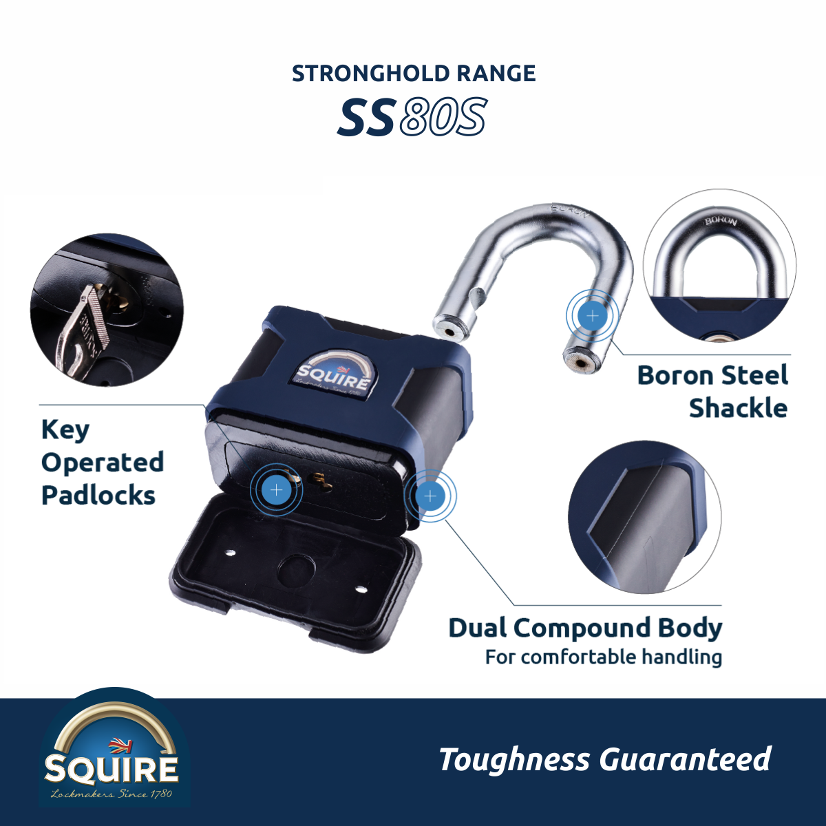 Stronghold Heavy Duty Open Shackle Padlock | Boron Steel | SS80S