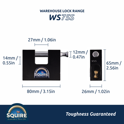 Stronghold Straight Shackle Freight Container Padlock | Boron Steel | Squire WS75S