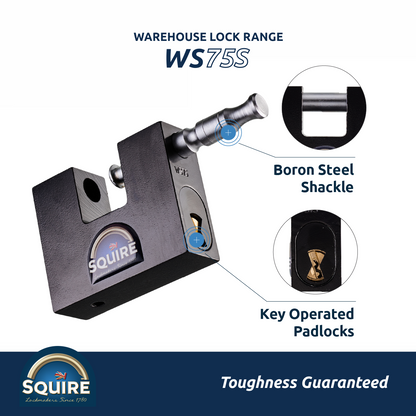 Stronghold Straight Shackle Freight Container Padlock | Boron Steel | Squire WS75S