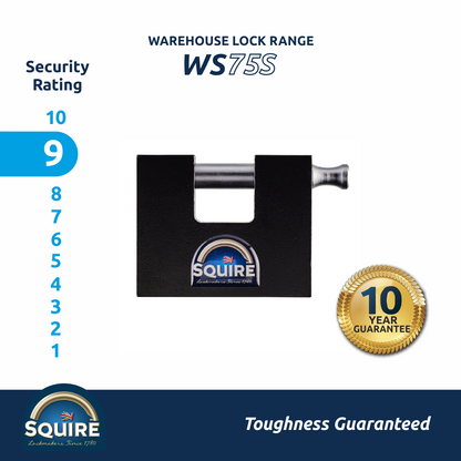Stronghold Straight Shackle Freight Container Padlock | Boron Steel | Squire WS75S